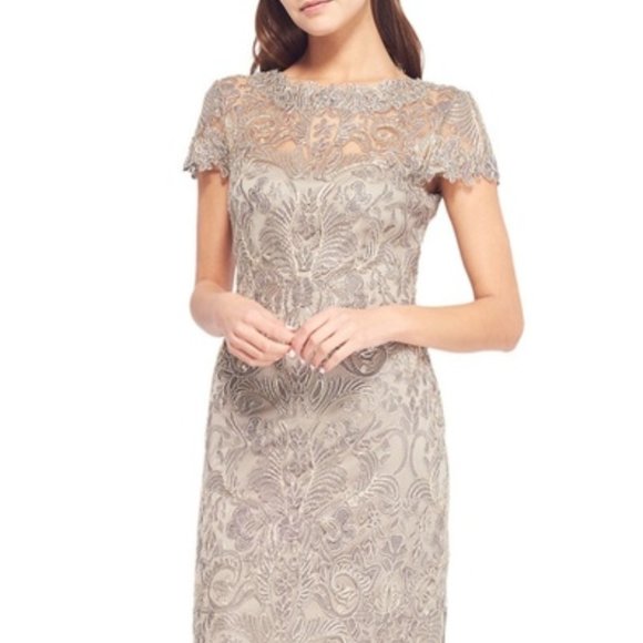 Tadashi Silver detail Overlay Scalloped Dress 10